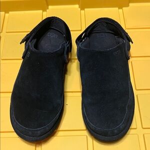 UGG GOLDENSTAR CLOG BLACK SUEDE PLATFORM SANDALS SIZE 6 Women’s.